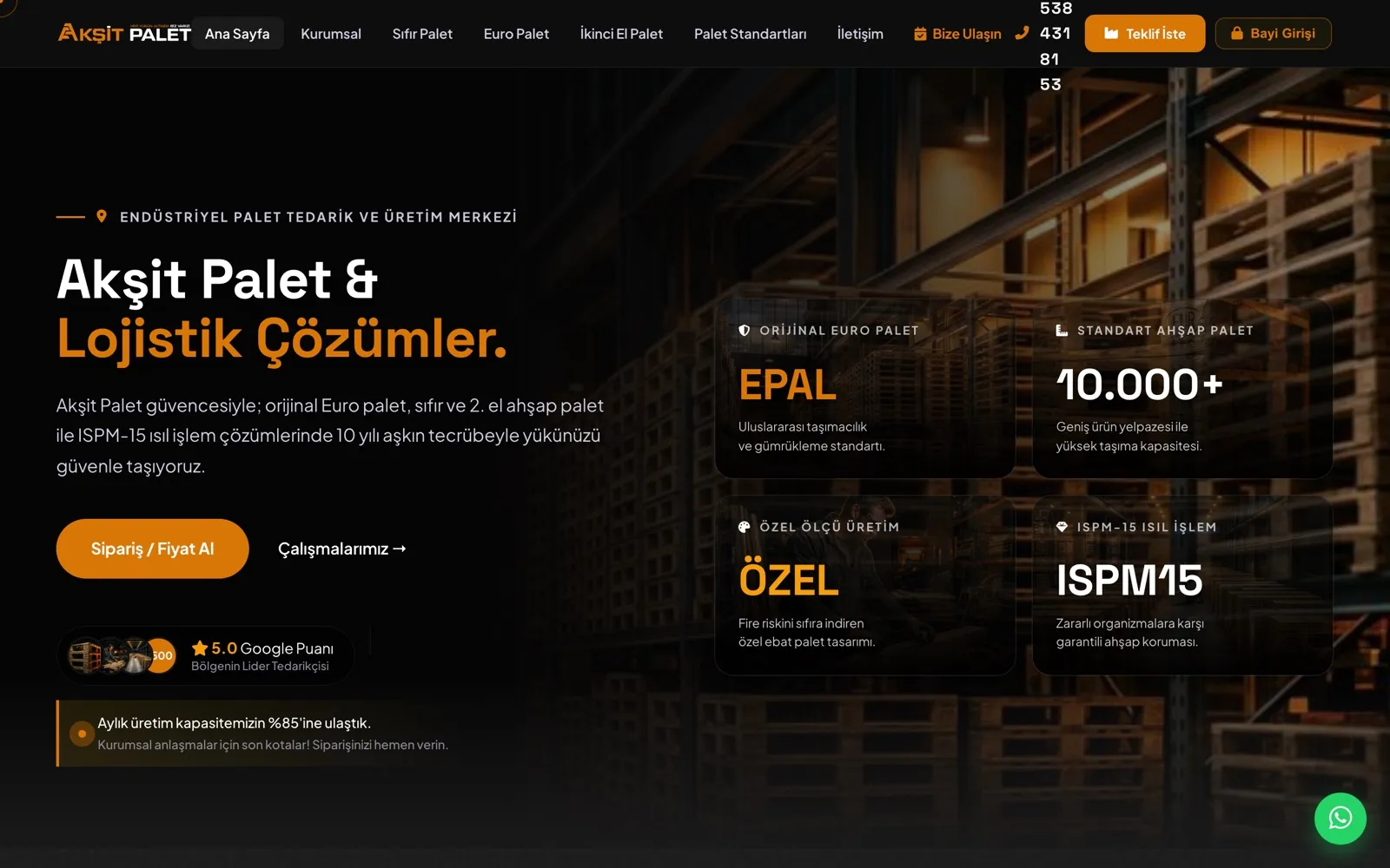 Akşit Palet web sitesi