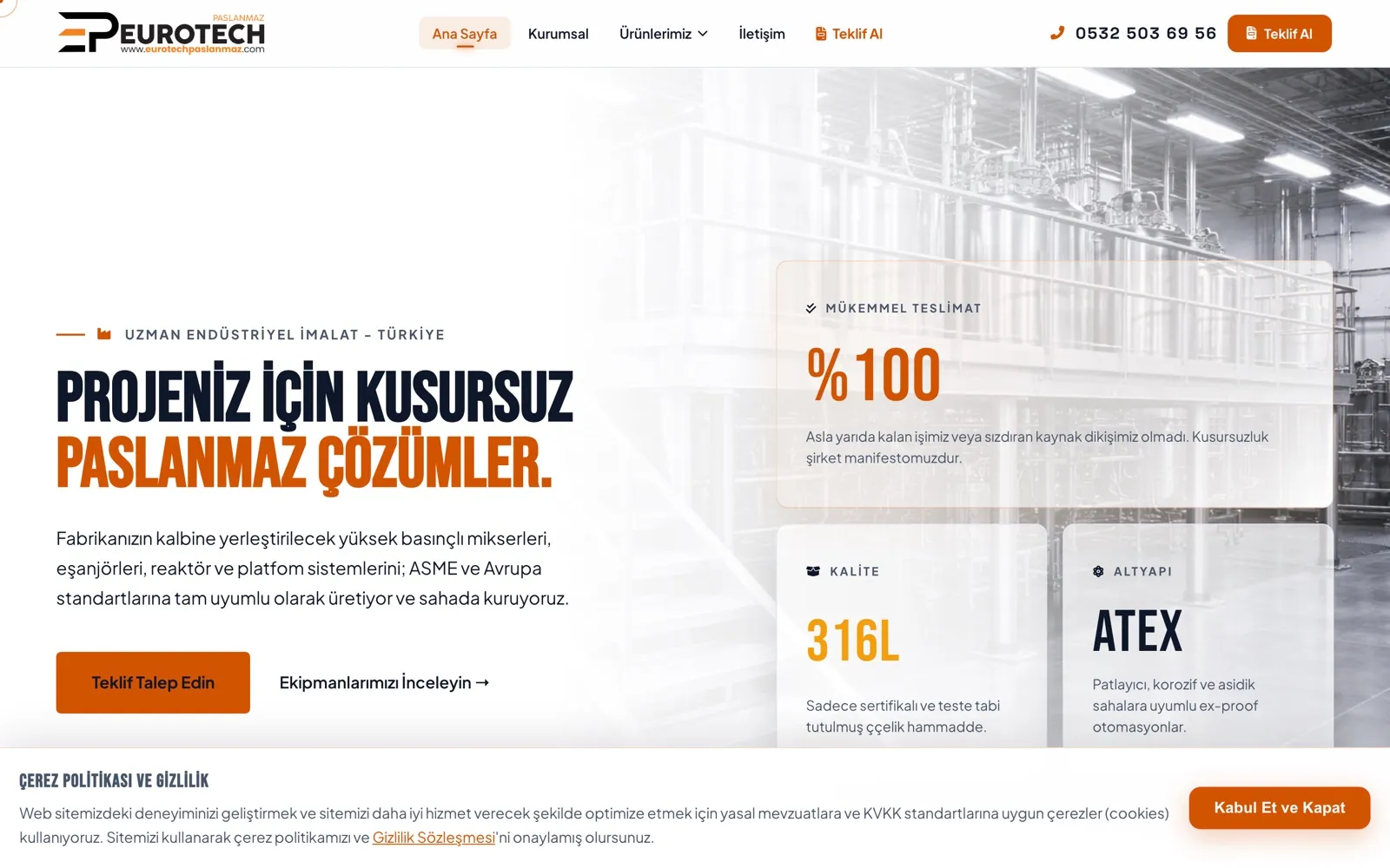 Eurotech Paslanmaz web sitesi