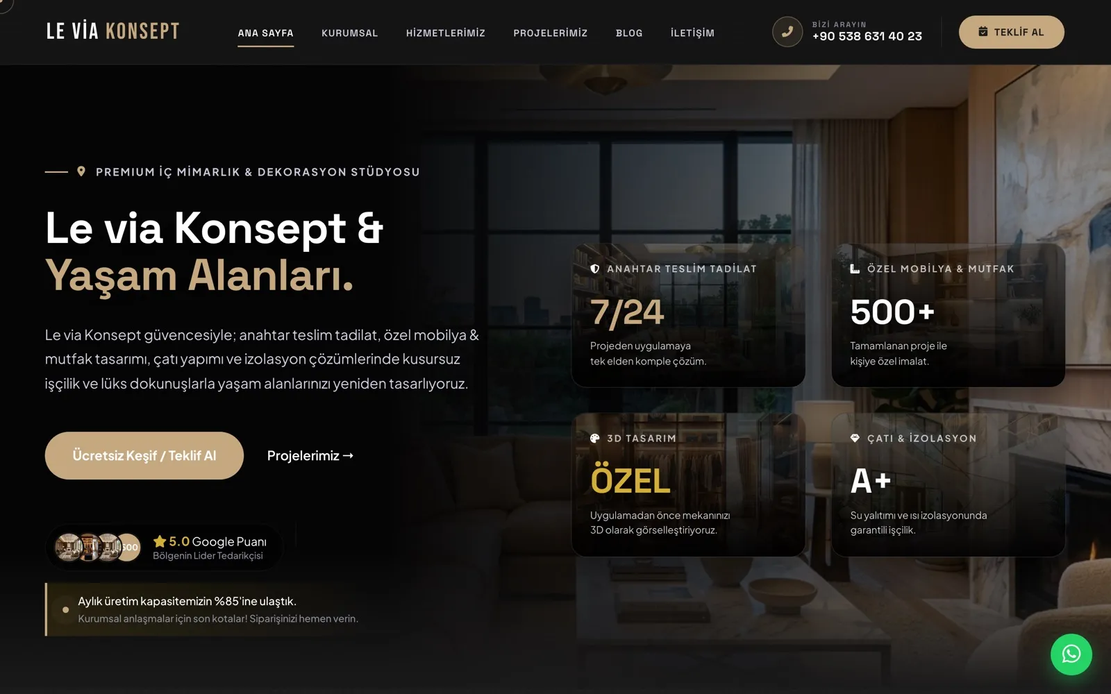 Lavia Konsept Dekorasyon web sitesi