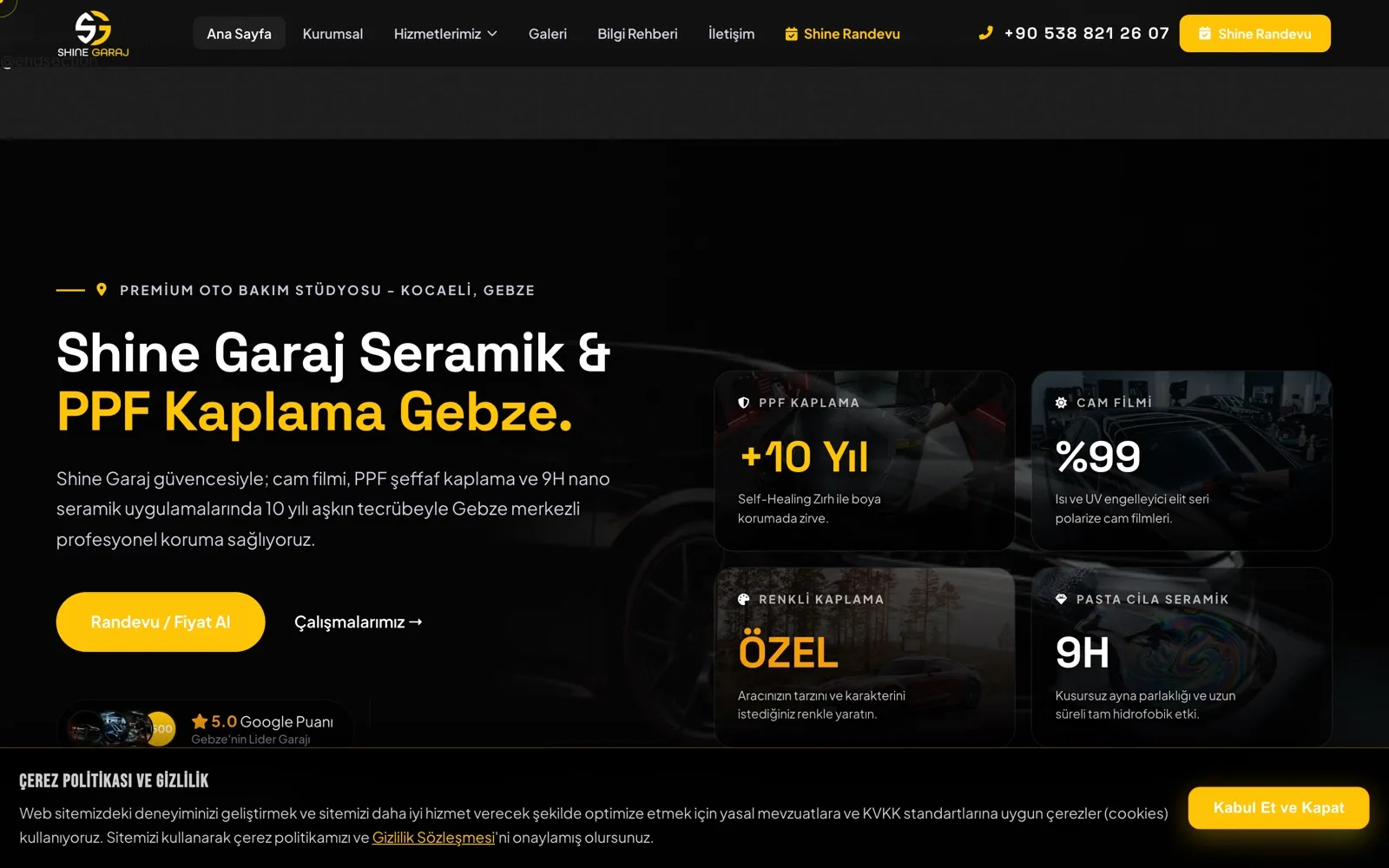 Shine Garaj web sitesi